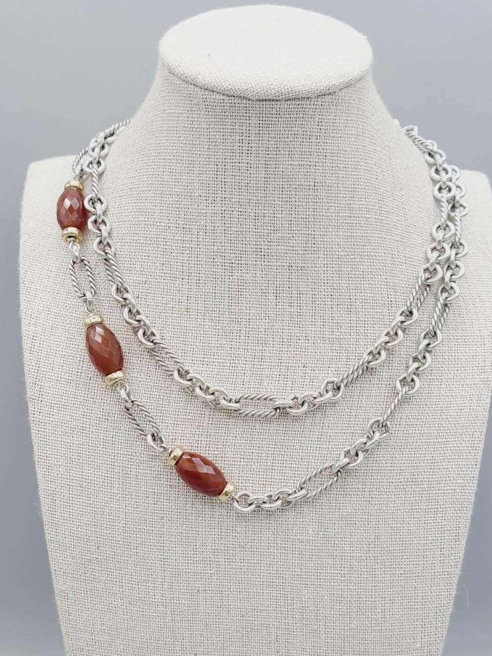 David Yurman Figaro Carnelian Station Necklace With Gold